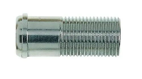 Vernickelter Schraubnippel mit durchgehendem Gewinde, präsentiert von IMI Hydronic Engineering, zur Verwendung in verschiedenen Installationen.
